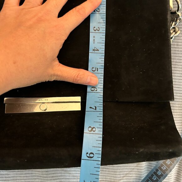 Celine Suede Shoulder Handbag with Silver Chain - Picture 12 of 14